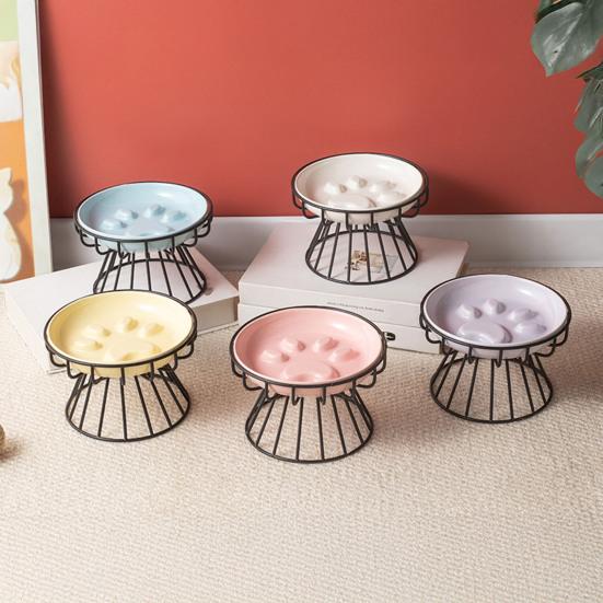 Yousheng Ceramic Slow Feeder Bowl, Slow Feeding Dog Bowl, Prevents Choking And Vomiting, Pet Food Dish for Cats