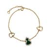 18K Rose Gold Plated V Gold Unicorn Bracelet with Three Gourd Charms Featuring White Mother-of-Pearl and Red Agate In a Luxurious Style