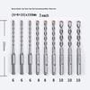 10-Piece Electric Hammer Drill Bit Set, Square & Round Shank (Sizes 4-14)