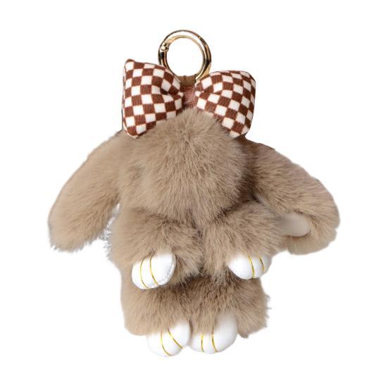 პლუშუს კურდღლის გასაღების ჯაჭვი ბეწვიანი ხელოვნური ბეწვის კურდღლის გულსაკიდი გასაღების ჯაჭვი რბილი ცხოველის გასაღებების აქსესუარი ქალისთვის ზურგჩანთის დეკორი