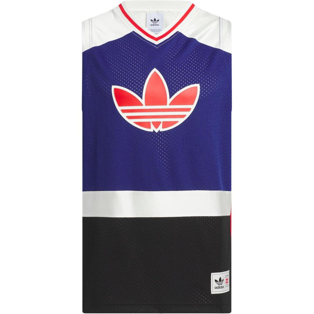 Adidas Alphanumeric Print Colorblock V-Neck Vest Unisex Tops Victory-Blue JD6400