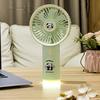 Portable Handheld Fan USB Rechargeable 3-Speed Cute Personal Mini Fan with LED Light Lightweight Quiet Cooling Fan with Phone Holder for Travel Office
