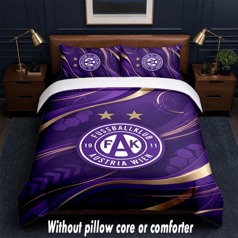 Austria Wien FC Design Bed Bedding Set 1 Duvet Cover + 2 Pillowcases Soft Breathable Household Bed Linens