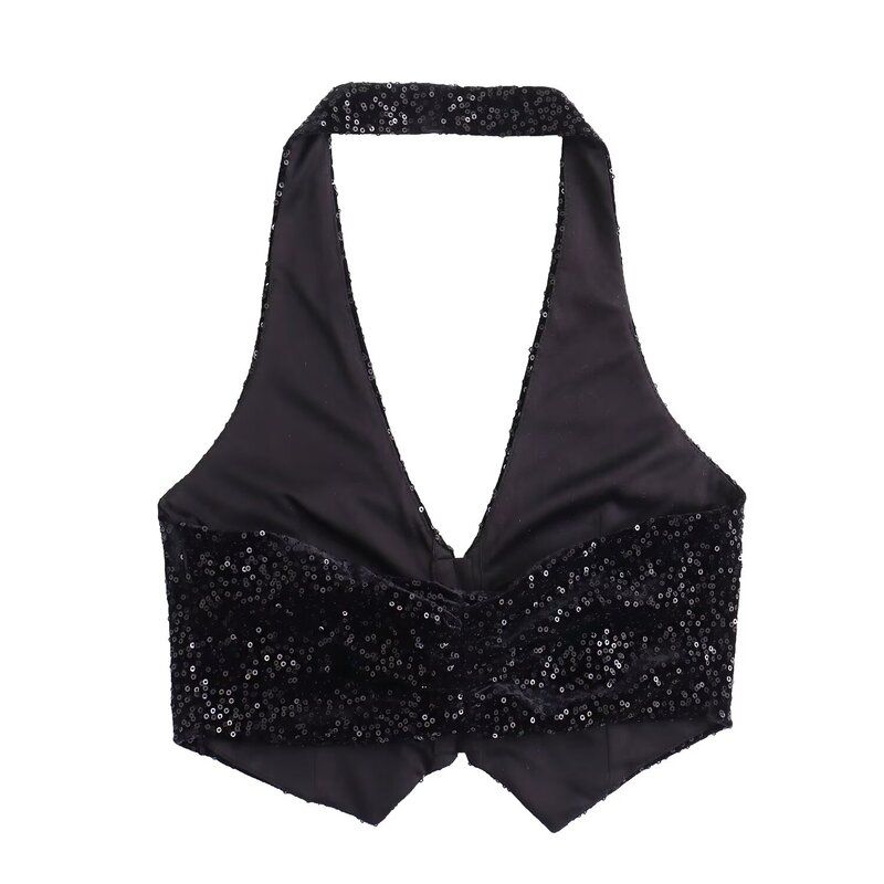 

Fashion Wind Winter New Arrival Female Stylish Beads Decoration Hanging Collar Tops High Waist Pants 8752873 800 Vest L