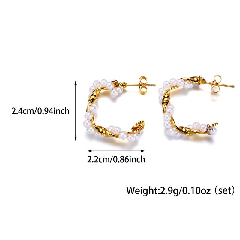 Atoztide Fashion Hollow Bamboo Hoop Earrings for Women Stainless Steel Jewelry Beads Ear Loop Threaded Earrings Mothers Day Gift
