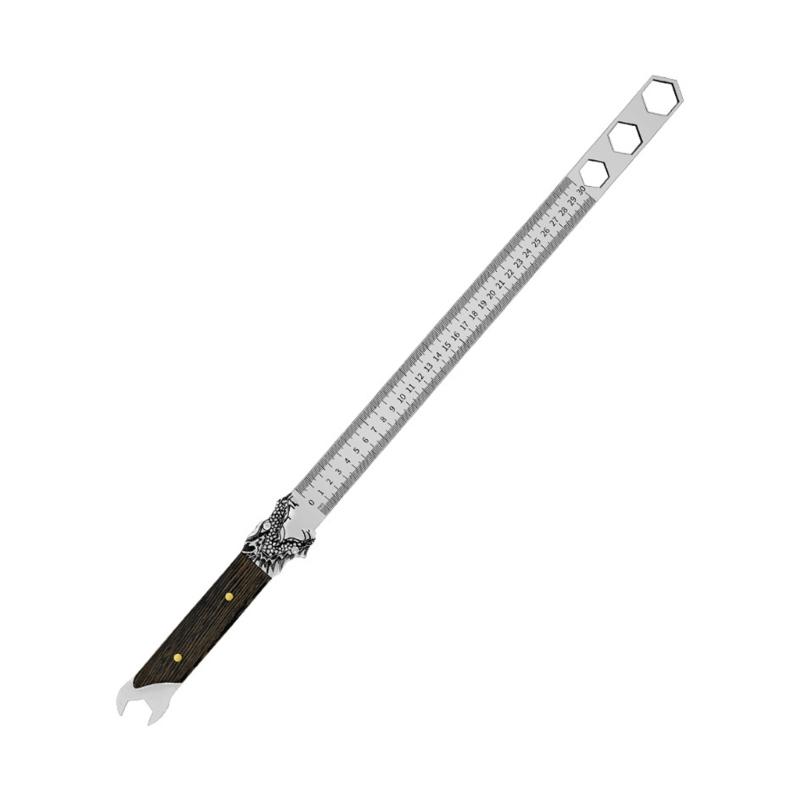 

Wrench Ruler Tool With Precisions Scale And Ergonomic Wooden Handle For Accurate Measuring And Fastening 1