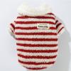 Pet clothes autumn and winter striped velvet thickened two feet than bear dog clothes