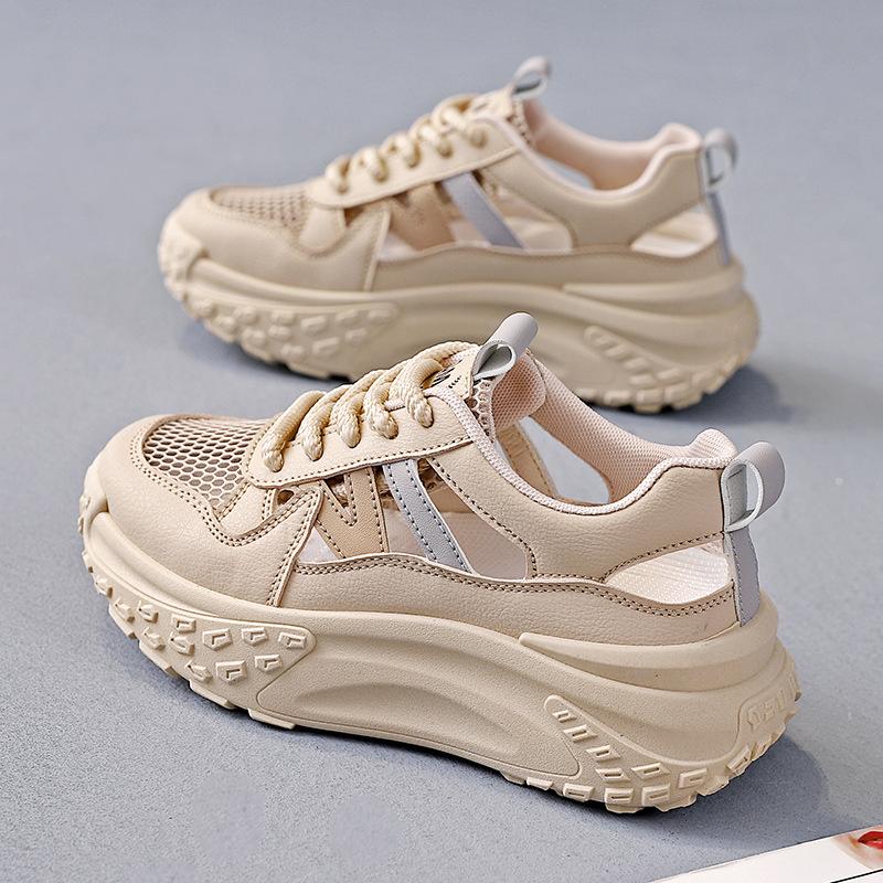 Daddy Shoes Girl 2025 New Popular Summer Breathable Mesh Thick-soled Versatile Lightweight Casual Sports Hollow Sandals