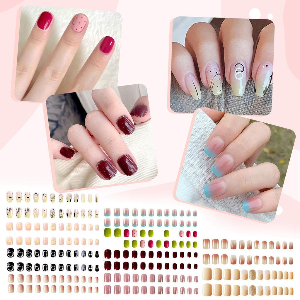 24 Stück kurze Kunstnägel zum Aufdrücken, glitzernde Maniküre-Nagelpflaster, 10 ml