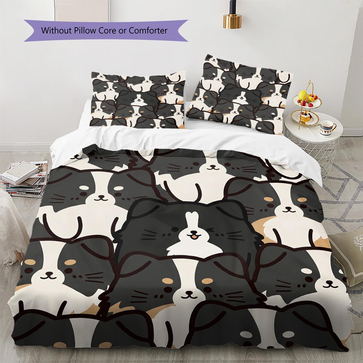 

Border Collie Pattern Bedding Quilt Set Quilt Cover Pillowcase Home Decoration Birthday Gift (1 * duvet cover + 2 * pillowcase, without core) 135x200cm