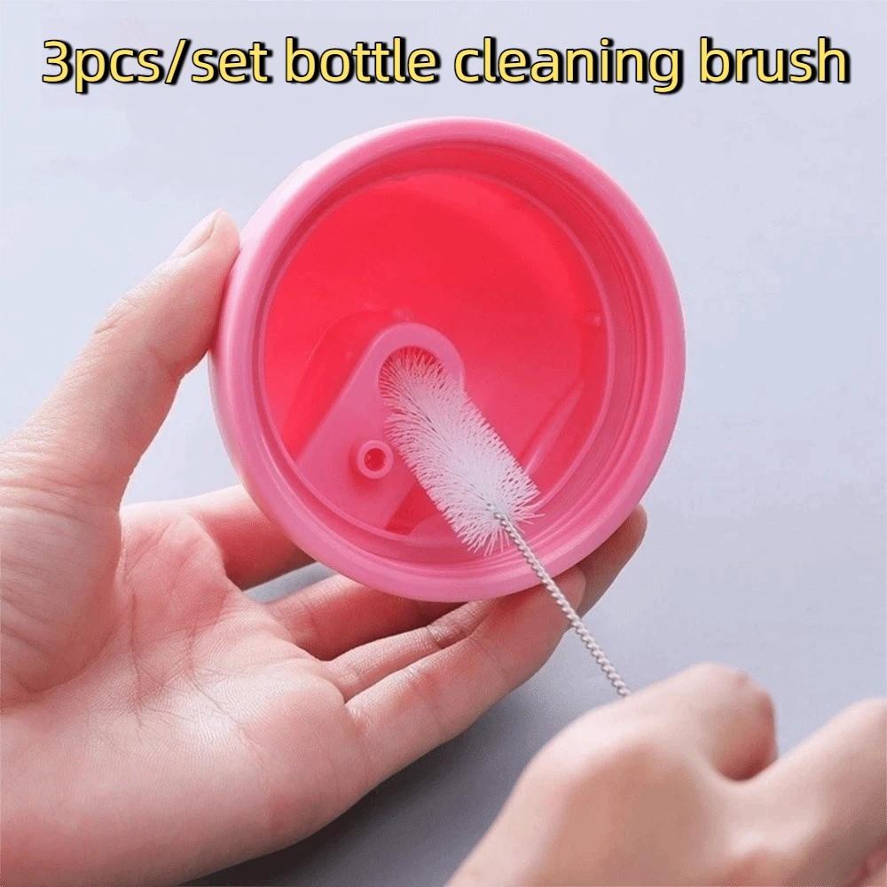 3pcs/set Flexible Bottle Cleaning Brushes Soft Hair Brush Gap Brush  Baby Bottle Cleaning
