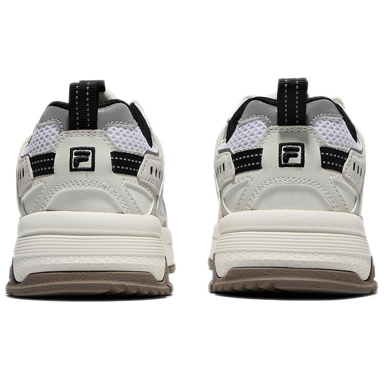 Fila Mesh, Leather Low Top Casual Running Shoes Unisex White And Black Coffee Korean Style 1JM01679D_021