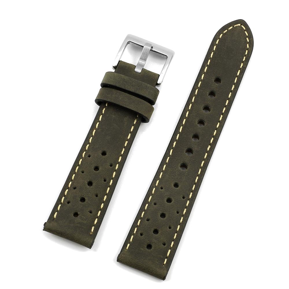 Vintage Leather Watch Strap 20mm 22mm Porous Breathable Watchband Handmade Stitching Replacement Wrist Bracelet Belt Accessories
