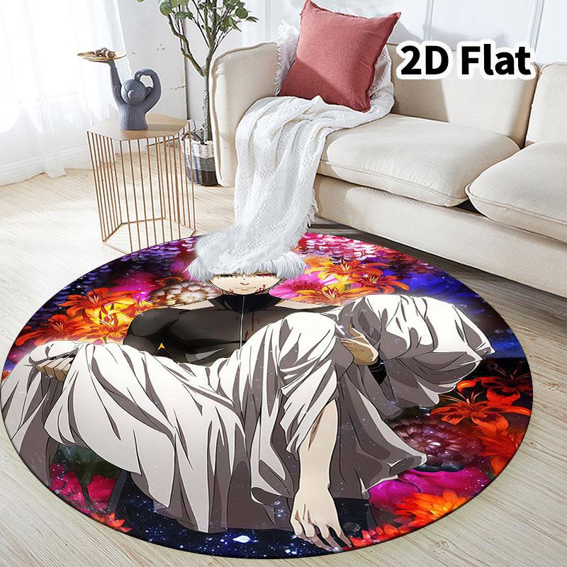 Tokyo Ghoul Runder Teppich Teppich für Wohnzimmer Schlafzimmer Sofa Spielzimmer Dekor Rutschfeste Bodenmatte