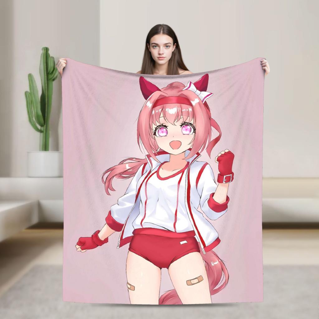 Umamusume Pretty Derby Haru Urara Warm Soft Blanket Airplane Travel Plush Throw Blanket Bedroom Flannel Bedspread Sofa Bed Cover