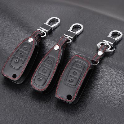Custodia chiave per auto in pelle a 3 pulsanti per Ford Focus 2 3 4 MK2 Ranger C-Max S-Max Focus MK3 MK4 Mondeo Transit Tourneo