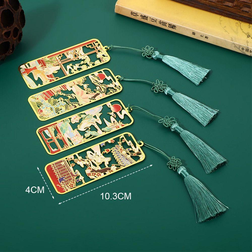 Tassel Brass Bookmark Painted Pagination Mark Retro Book Clip  School Office Supplies