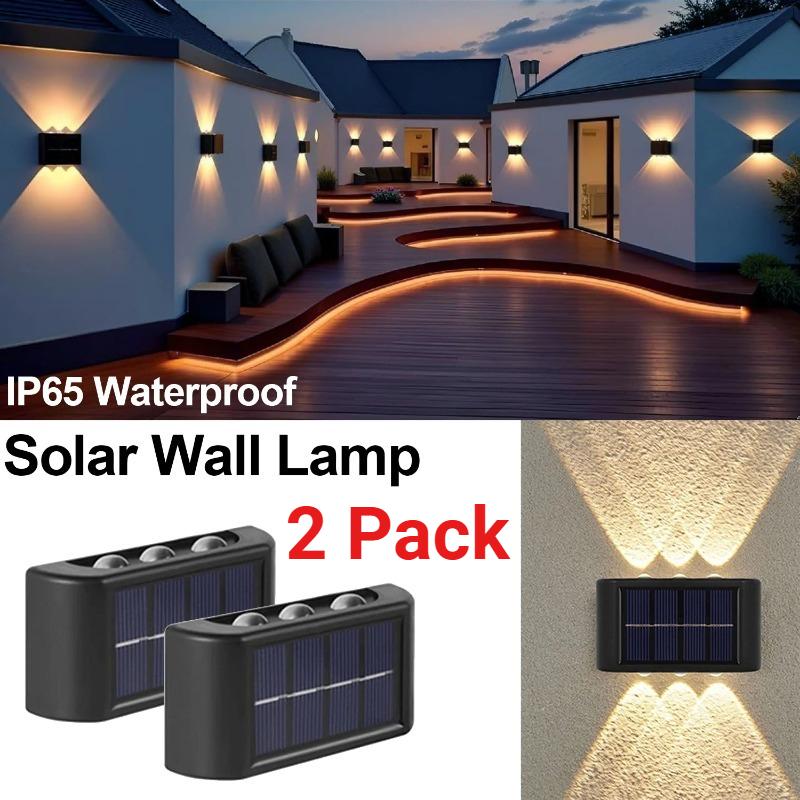 Solar Wall Lamp Outdoor Waterproof Up & Down Lighting Solar Fence Lights Solar Powered Garden Yard Decorative Wall Lights