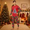 Christmas-print long-sleeve and long-pant matching family loungewear set