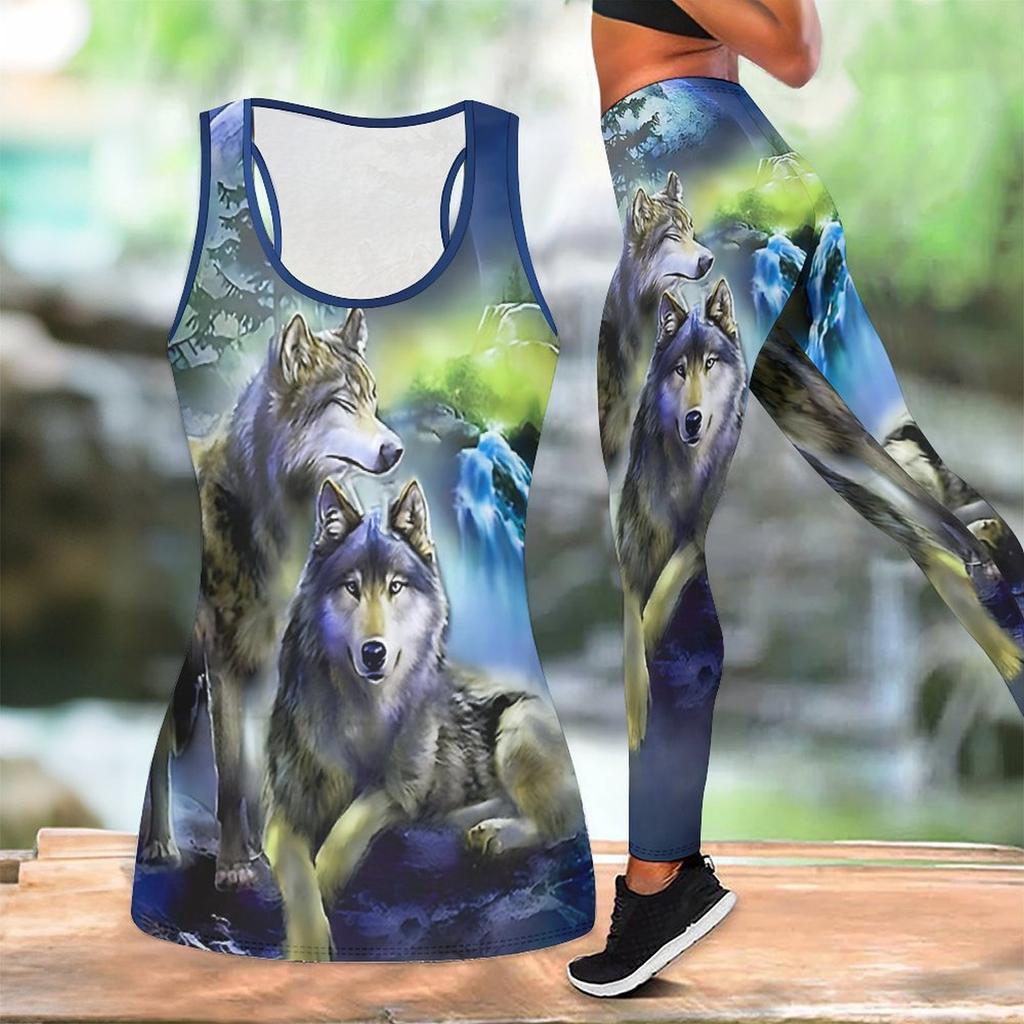 Intelligent Animals Pattern Print Yoga Outfit for Women Fashion Workout Leggings Fitness Sports Casual Yoga Set Sports Suit