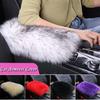 Warm Winter Faux Fur Auto Center Console Cover Black Armrest PadsUniversal Fit