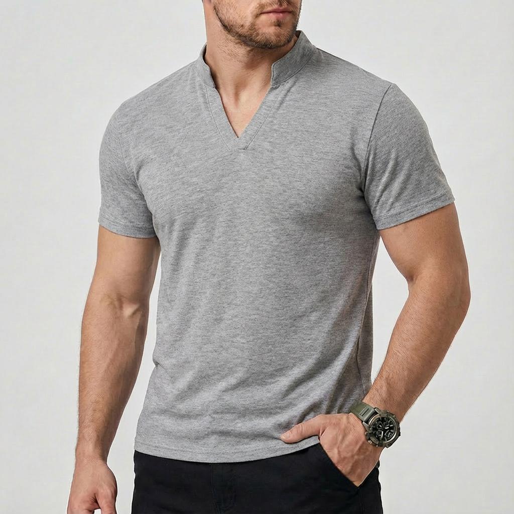 Men's Solid Color Short Sleeve Tops Men's Casual Fashion Short Sleeve Tops