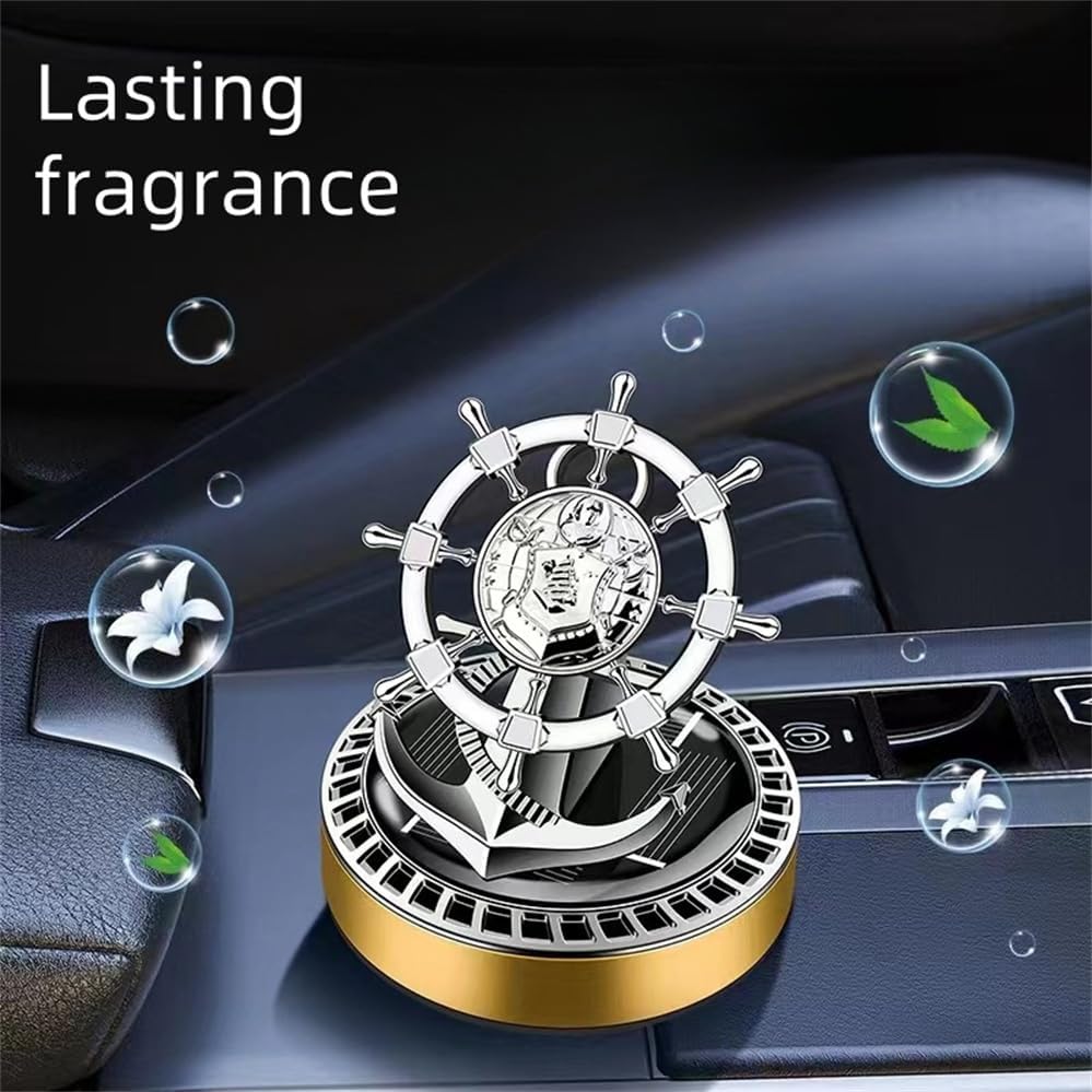 1 Car Mounted Solar Energy Aromatherapy Car Perfume Seat Accessories Car Ship Helmsman Rotating Perfume Car Air Freshener, Suitable For Cars, Can