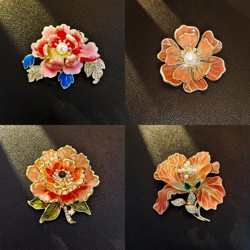 Blühende Reichhaltige Pfingstrose Mädchen Hochwertig Bemalte Dreidimensionale Blumen Trendiges Temperament Accessoires Brosche