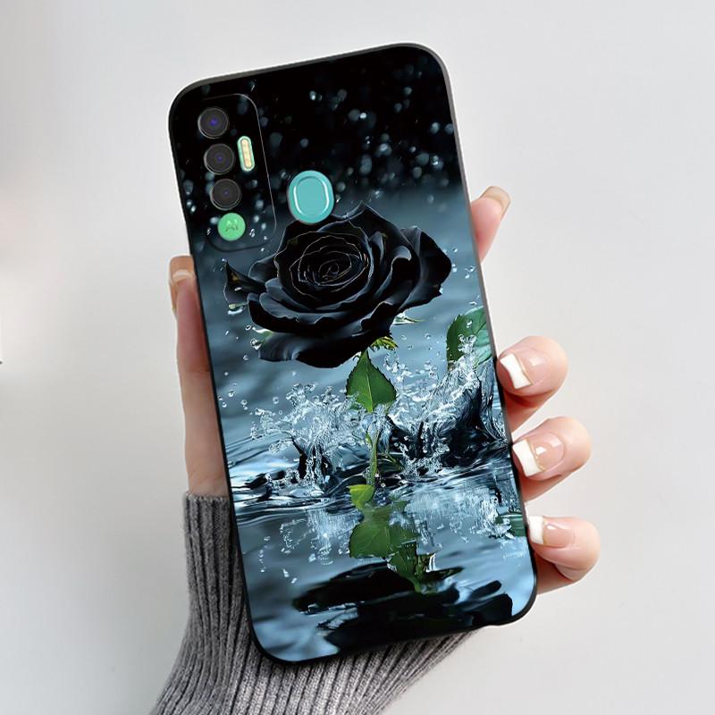 

Чехол для телефона Tecno Spark 7P, модный, с рисунком диких цветов, бампер, мягкий силикон, новый, противоударный, черный Tecno Spark 7P