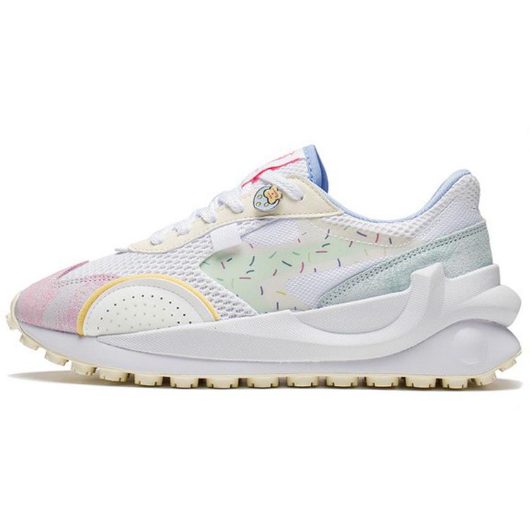 New LINING Casual Shoes Women's Low Top Standard White/First Lotus Pink/Light Ancient Yellow AGCS108-9