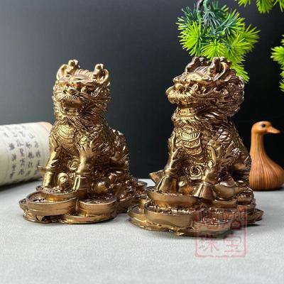 Imitation Copper Qilin Ornaments for Home, Office, or Shop Decor.