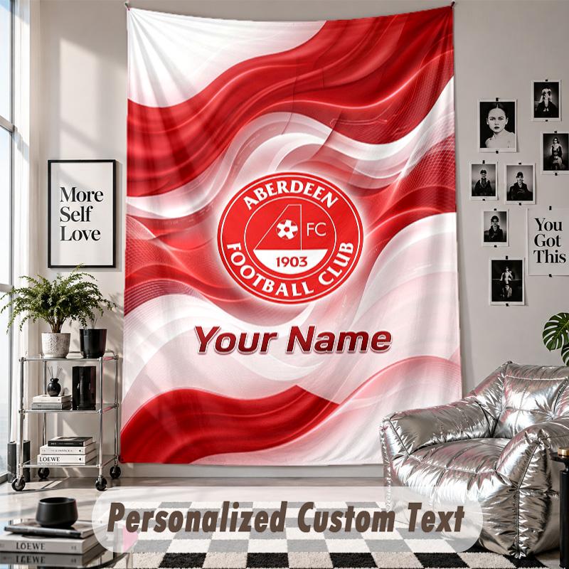Custom Tapestry Wall Hanging, Aberdeen FC Personalized Name Text Home Wall Decor