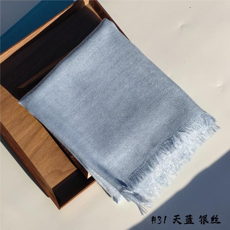 Lastest Brand Design Scarf Shiny Solid Color Shawls Rayon Fabric Gold Silk Silver Wire Head Shawl Fringe Hijab For Women