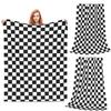 Plaid Decor Black White Checkered  Blankets Fleece Sofa Throw Blanket Multi-function for Couch Bedding Throws Bedspread Quilt