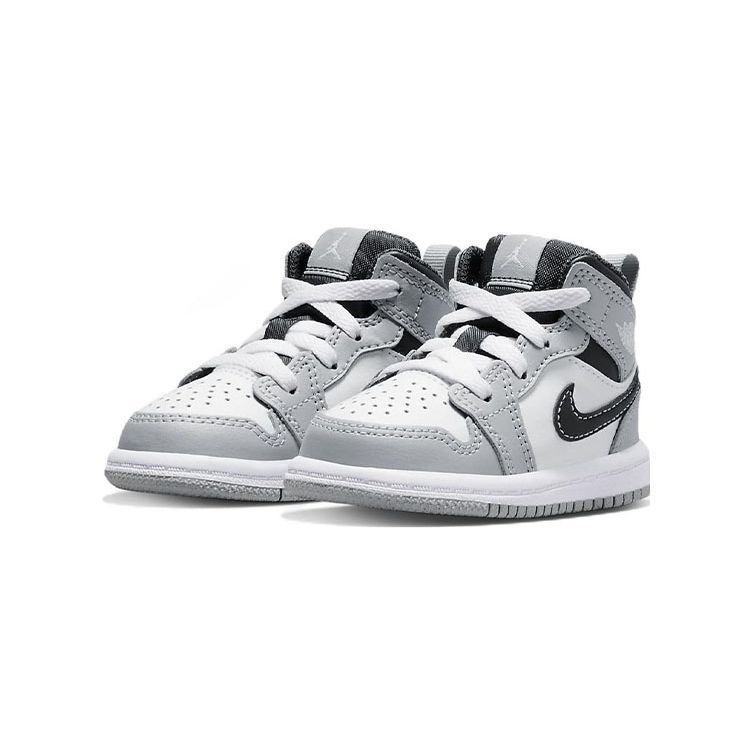 Jordan 1 Mid TD Toddler Grey Black White Sneakers 640735-078