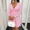 Süßes und scharfes rosa Kleid für Damen, Frühling und Sommer, sexy, einfarbig, A-Linie, schmaler Rock für heiße Girls