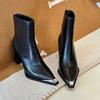 Fashion Boots Women New 2025 Shoes Back Zip Zipper Luxury Designer Ladies Rubber High Heel Fashion Pointy Ankle Rock Pointed Toe PU Meta