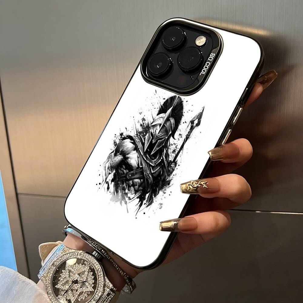 Cool S-Spartan Phone Case For iPhone 17,16,15,14,13,12,11 Plus Pro Max Colored Silver Phone Case