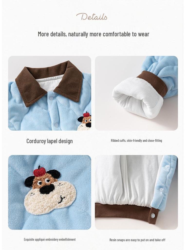 Macacão de Algodão Aconchegante para Bebê Menino - Roupa Quente e Estilosa para Outono/Inverno