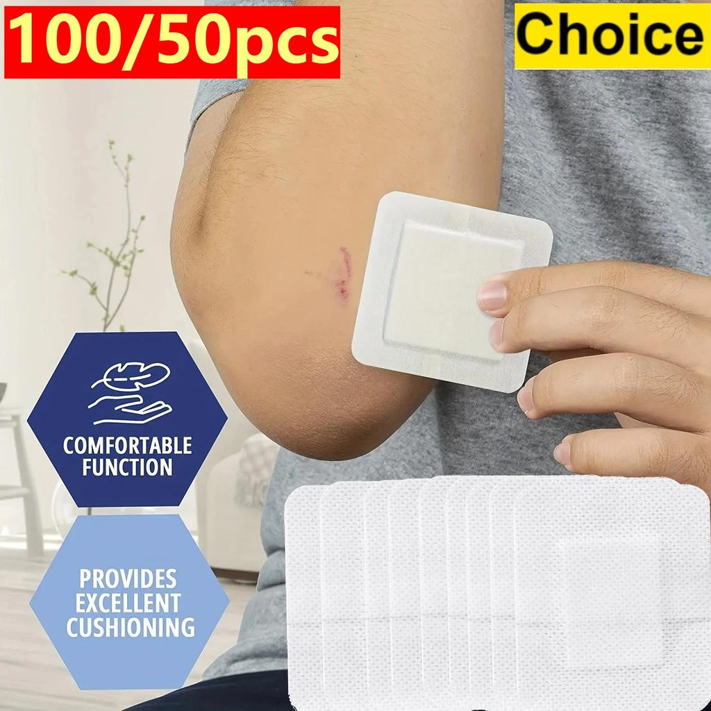 100/50pcs Wound Dressings, Breathable Edge Gauze Pads, Latex Free Bandages, Self-adhesive Wound Dressings Health Care