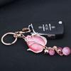 Luxury Keychains Big Tulip Car Key Chain with Moonlight Stone Car Keychains Key Ring Ladies Motorcycle Keychain