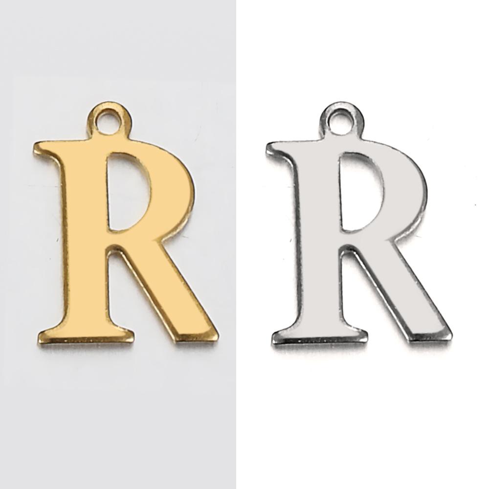 20pcs Stainless Steel Gold Letter Charm Initial Charms Alphabet Beads Pendants Assorted for Bracelet Necklace Jewelry Making DIY