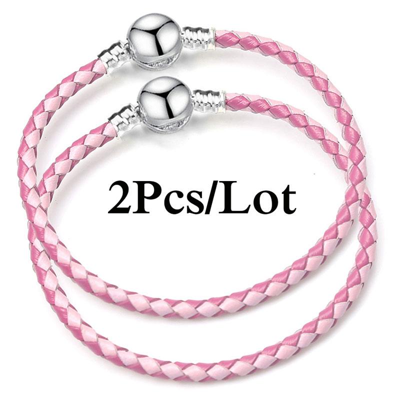 2 szt./partia Specjalna Oferta Skórzane Bransoletki Łańcuszkowe Pasują do Ręcznie Robionych Koralików Bransoletki z Charmsami Dla Par Pulsera Biżuteria Dla Kobiet Mężczyzn Hurtownia