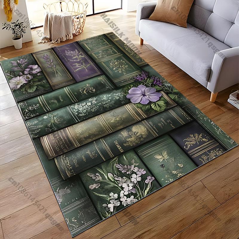 Vintage books with floral designs carpet Yoga living room room decor children's crawling mat doormat area rug games mat