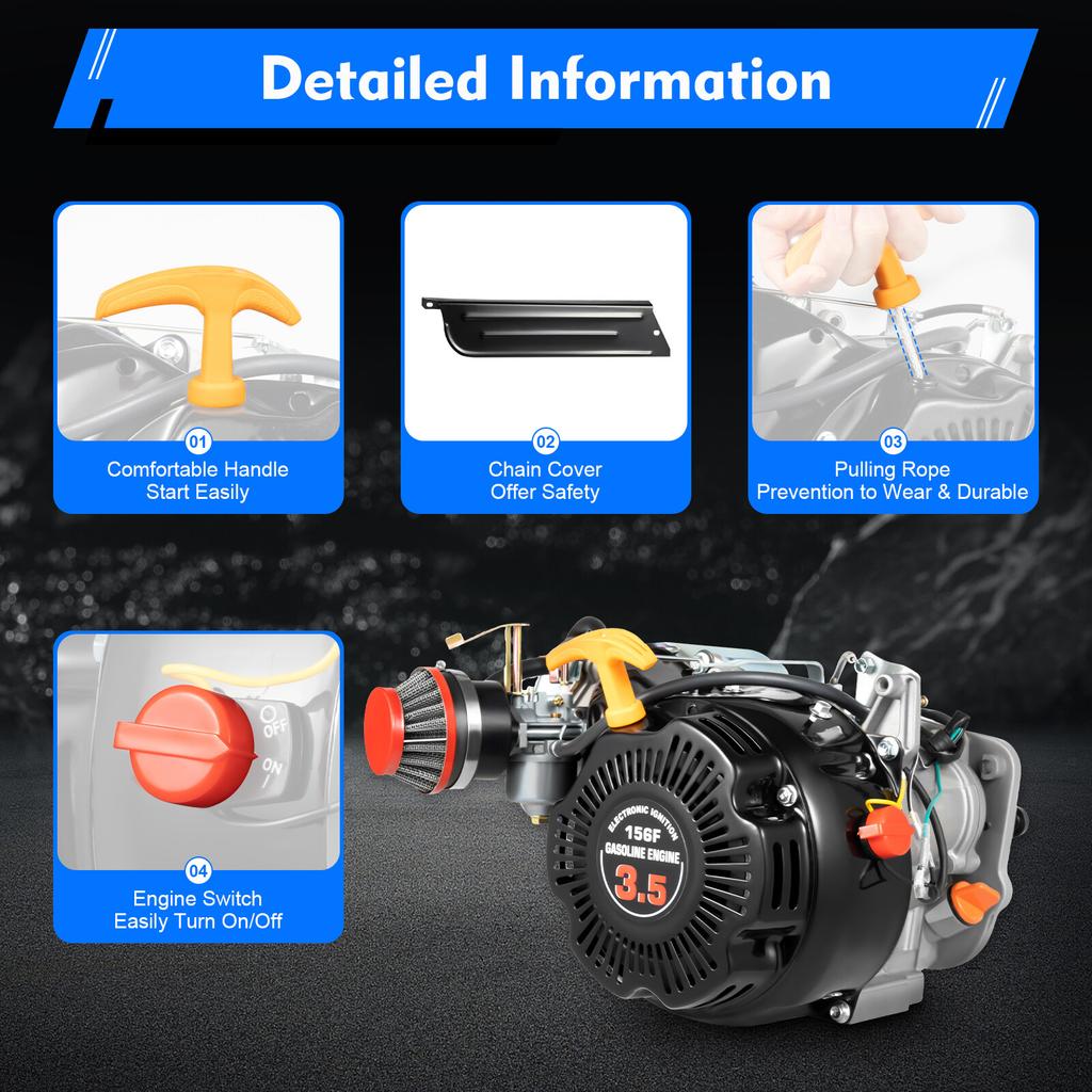 100cc 4-Stroke Gas Engine Kit for Bicycle Motorized Conversion 3.5HP 50km/h Max Speed Bike Motor