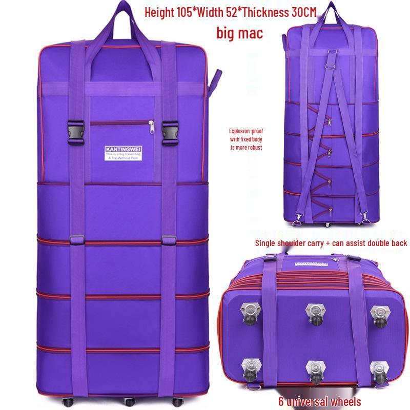 158L Aviation Large Capacity Rolling Travel Bag - Foldable Wheeled Luggage Storage, Oxford Cloth