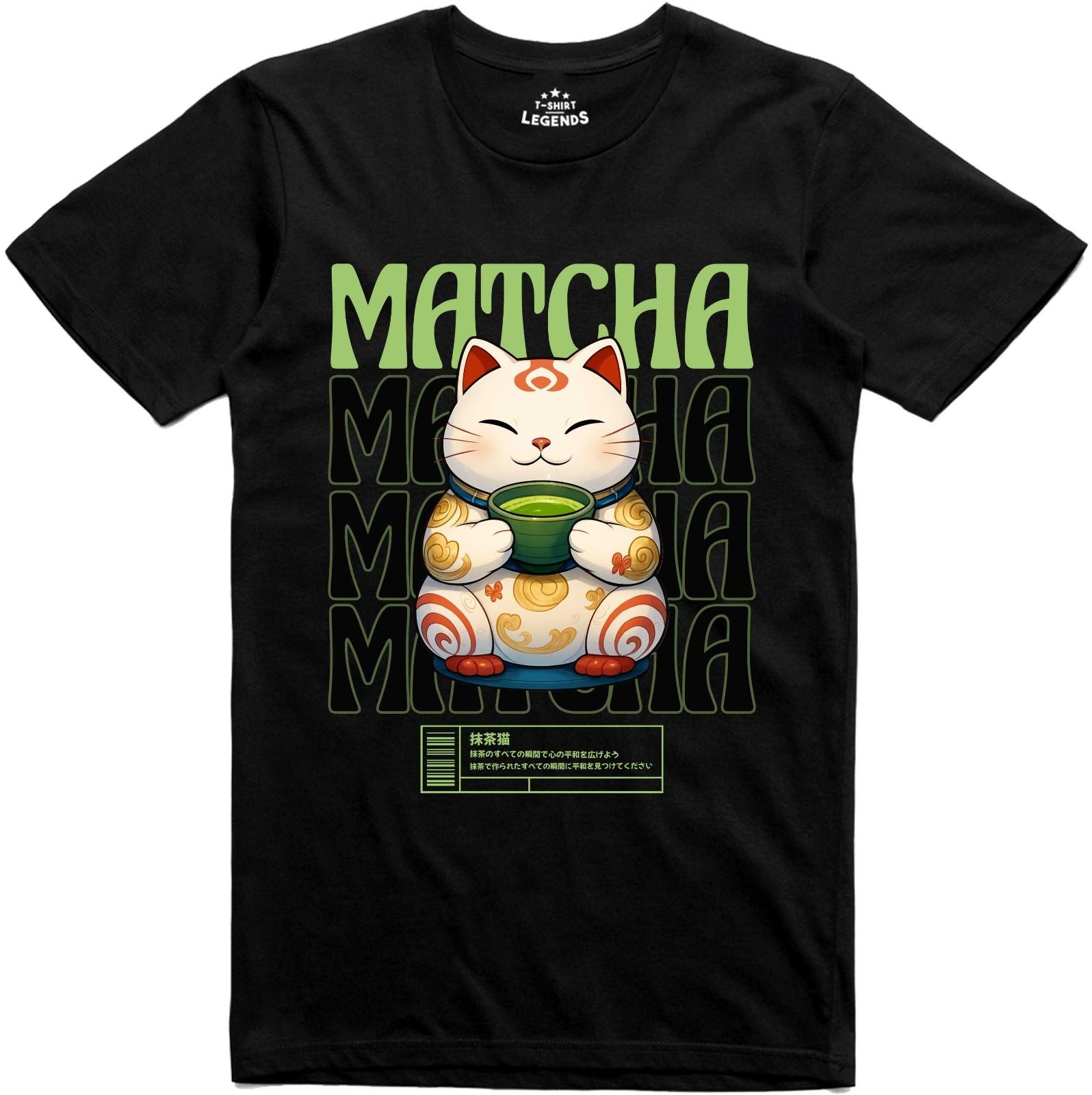 Anime T Shirt Cat Matcha Tea Manga Japanese Geek Regular Fit Tee XL