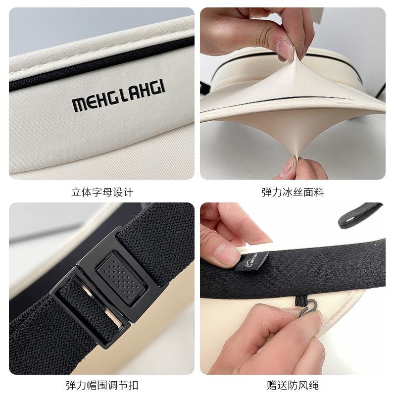 uv Women's summer sun protection hat with open top, UV protection, ice silk cool hat, large brim for full-face coverage while cycling