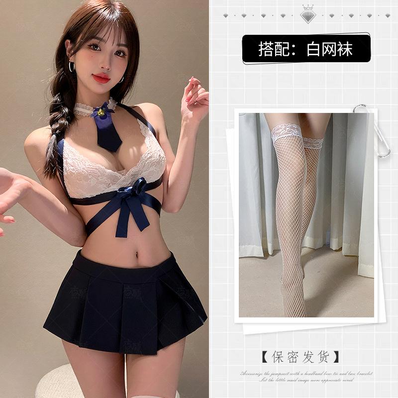 Zimei night crisp sexy underwear sexy student super short temptation pleated skirt uniform suit hair jk cute little chest