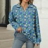 Women's Summer Fashion Casual  Printed V-Neck Long Sleeve Shirt Top
